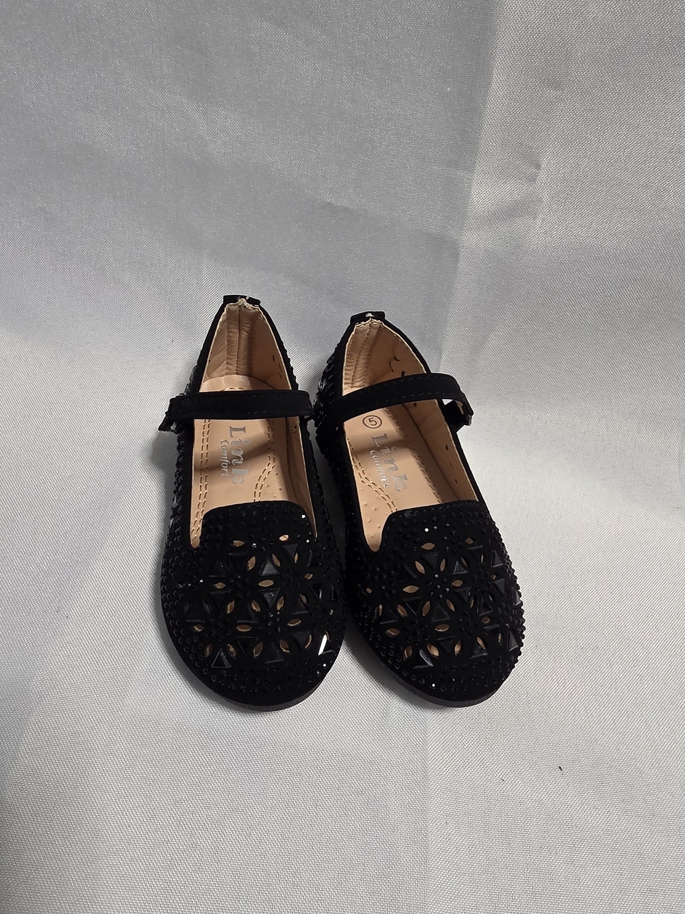 Link Comfort Black Rhinestone Mary Jane Dress Flats Girls Toddler Size 5 Fancy